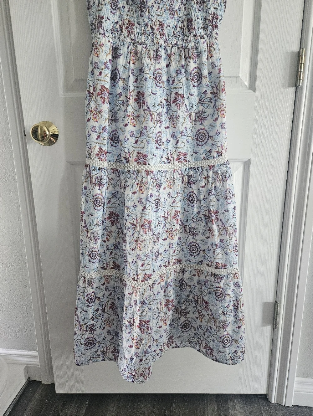 NWOT Target X Roller Rabbit Sketched Floral Tiered Maxi Dress With Tie Straps